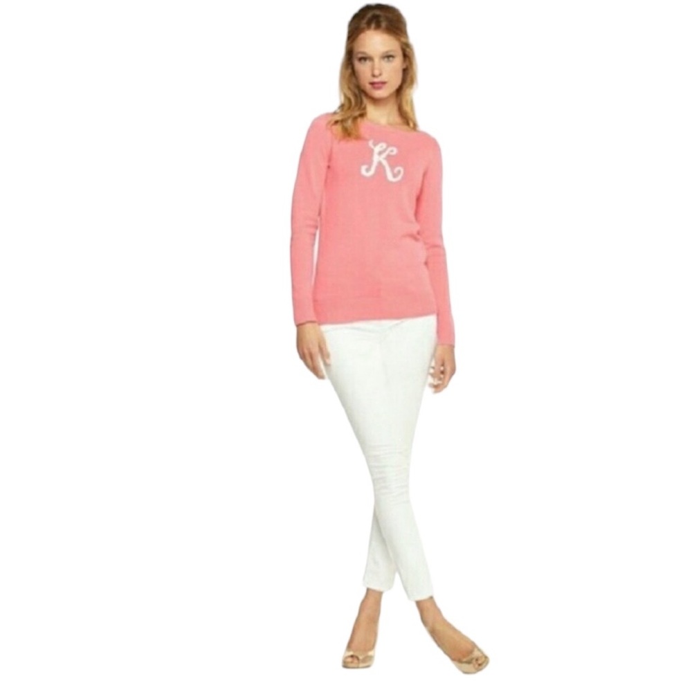 Lilly Pulitzer Coral Pink Monogram Crewneck Sweater